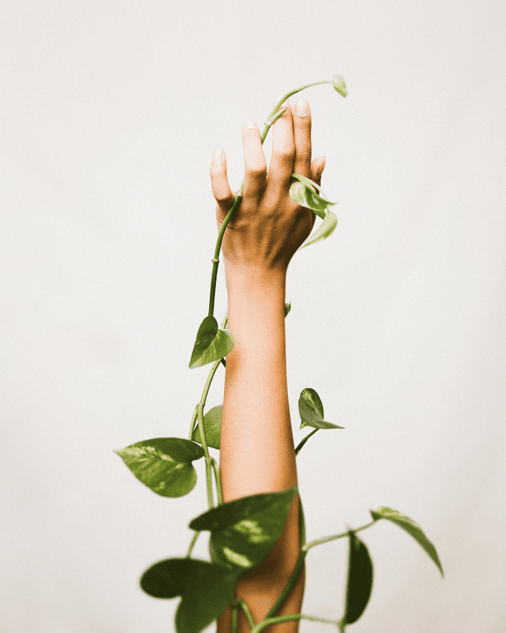 Arm enveloped in plants